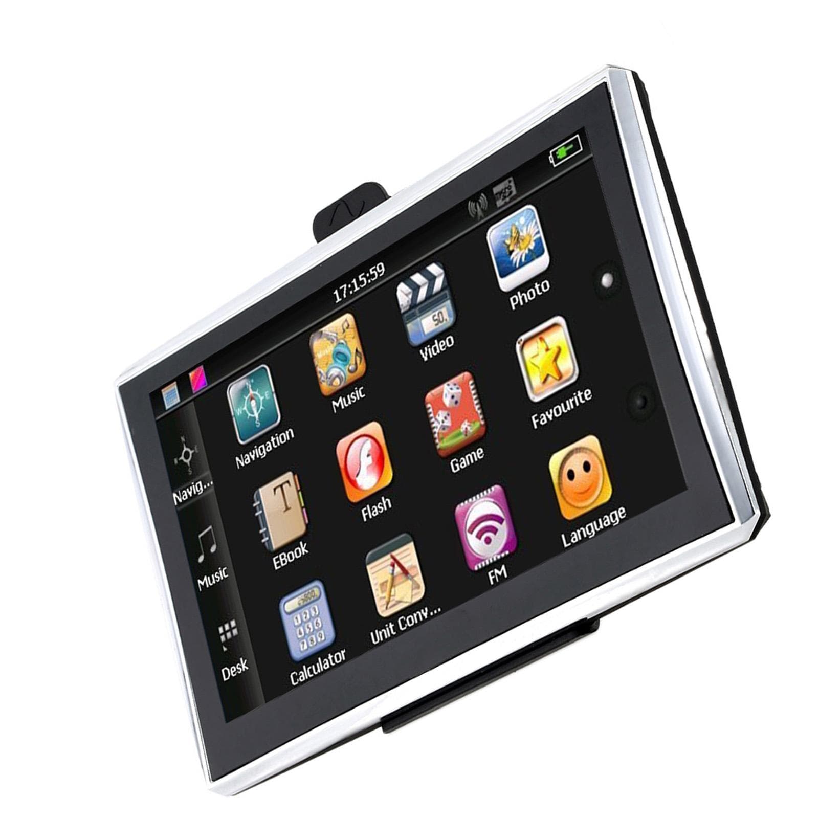 7 HD Touch Screen Portable GPS Navigator 128MB RAM 4GB ROM FM MP3 Video Play Car Entertainment black