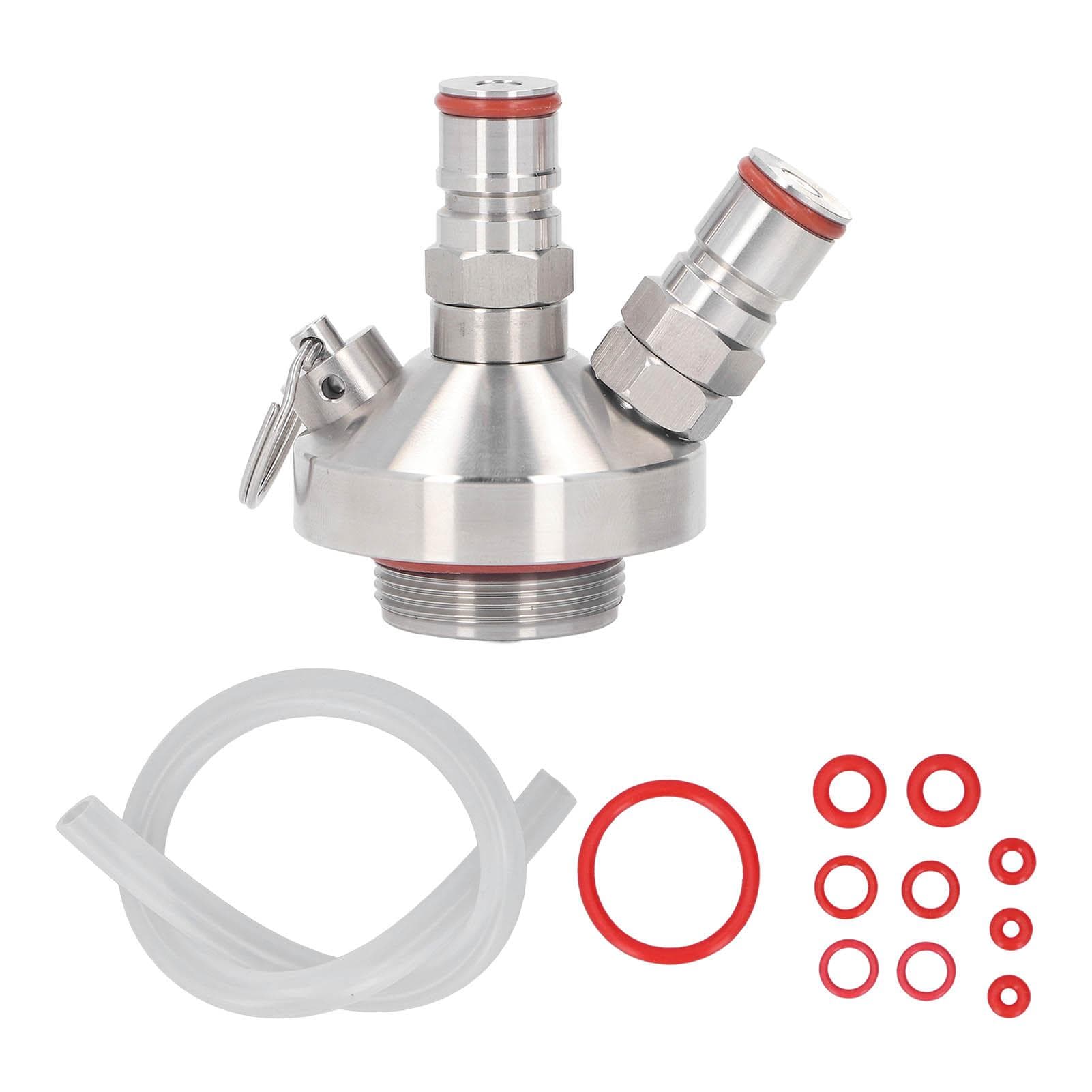 Mini Keg Dispenser Beer Tap Double Ball Lock Stainless Steel with Hose Spare Sealing Ring L