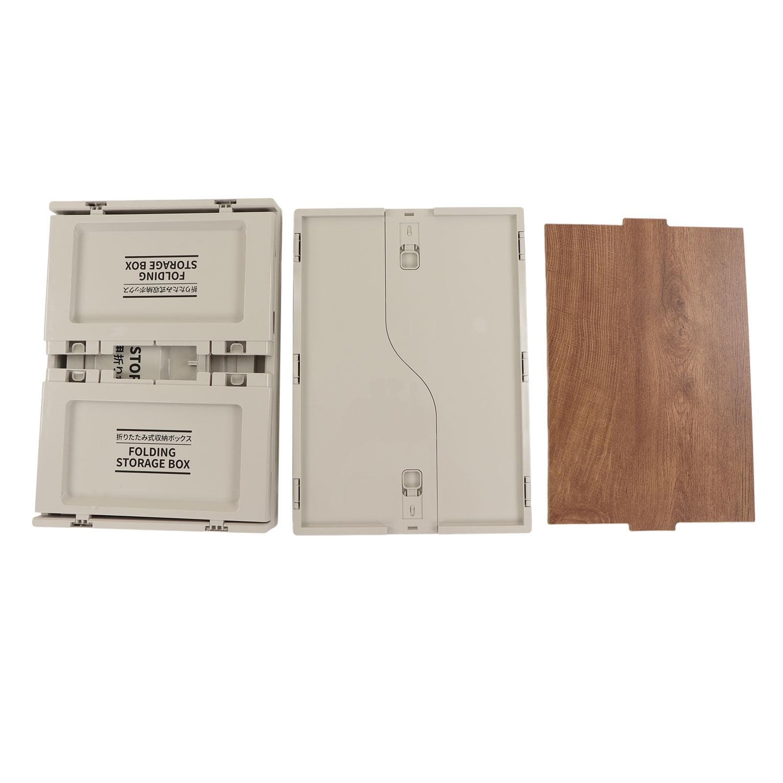 Collapsible Storage Bins with Wooden Lid 50L Multi Directional Opening Buckle Design Folding