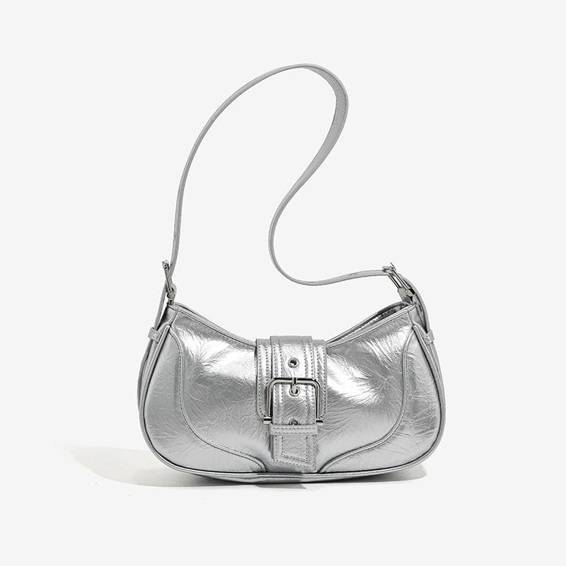Niche Design Saddle Bag, Simple Commuting Underarm Bag, Single-shoulder Bag, High-quality Crossbody Bag for Women silver