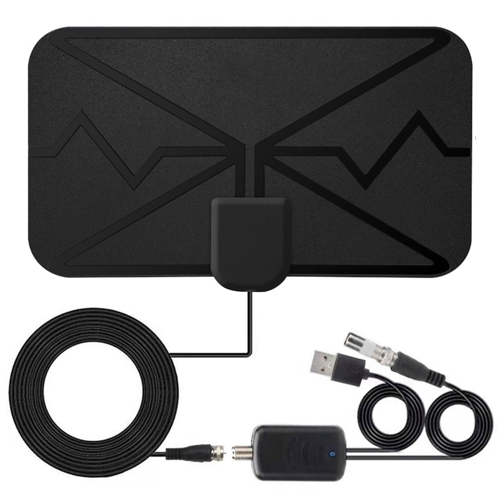 3600 Miles 4K Digital Indoor TV Antenna with Signal Amplifier DVB-T HD TV Digital Antenna for More black