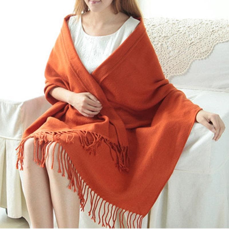 Winter Female Lattice Imitation Cashmere Scarf Autumn And Winter Thick Fashion Warm Wild Scarf Shawl One size orange