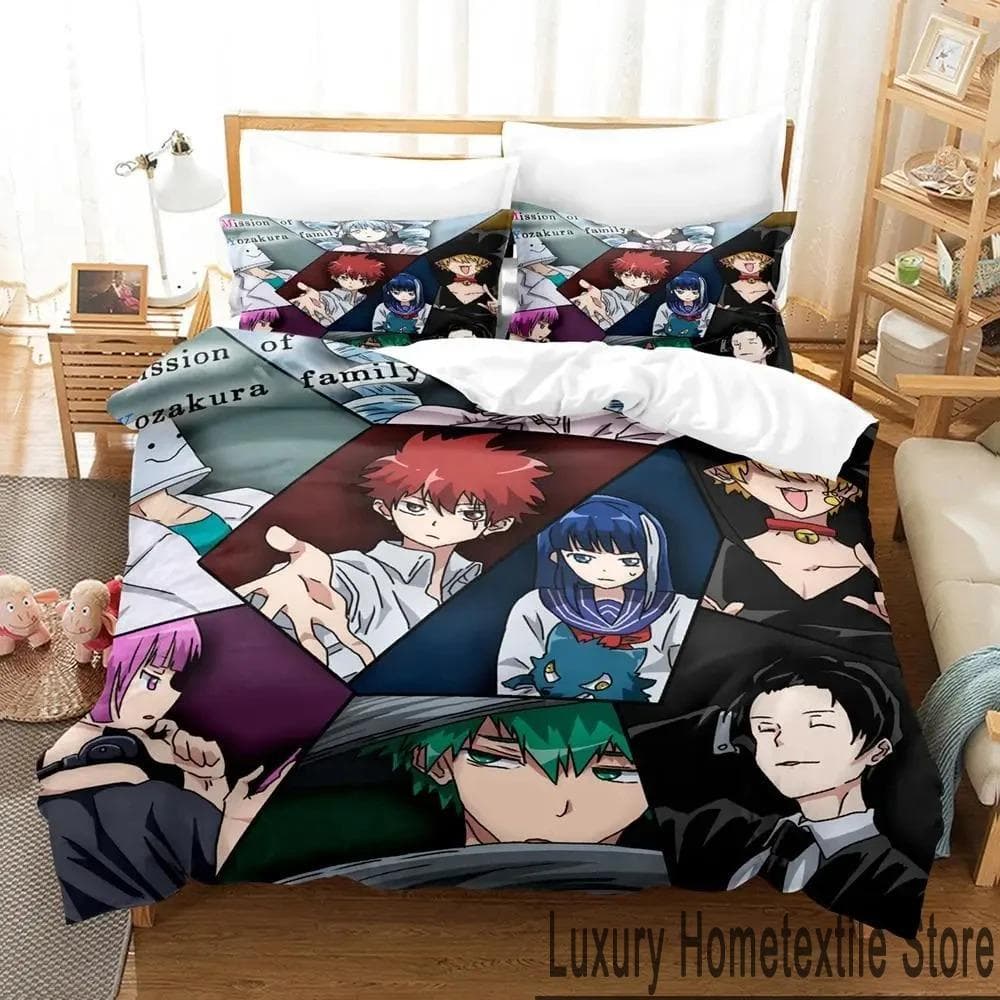3D Print Anime Mission Yozakura Family Bedding Set Boys Girls Twin Queen King Size Duvet Cover Pillowcase Bed boys Adult 70x133cm 2pcs