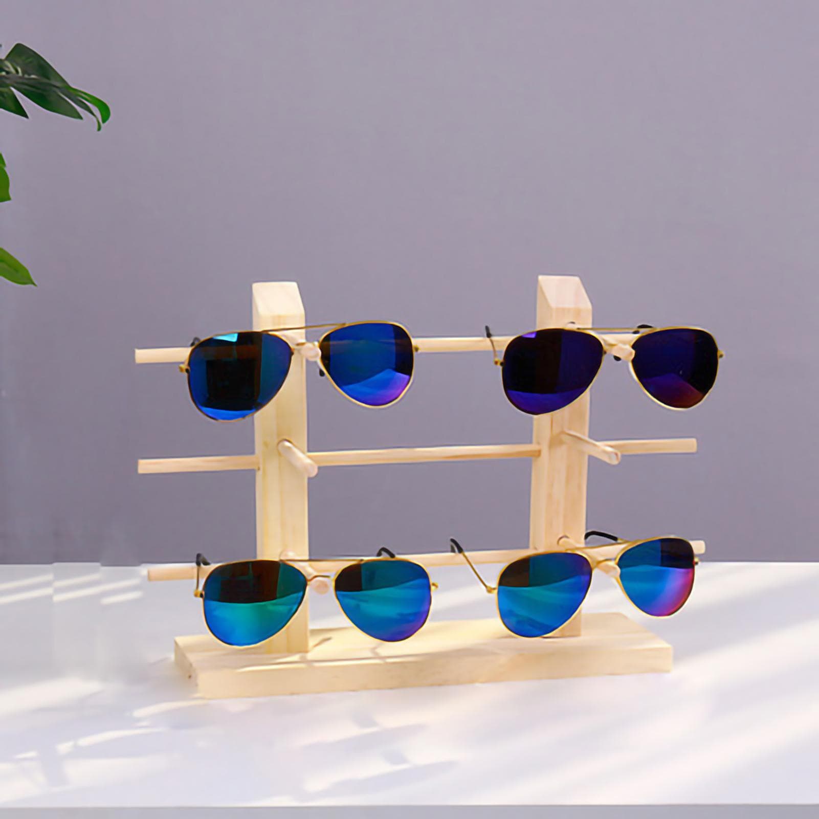 Wood Glasses Display Stand Exquisite Thick Prevent Slipping Easy to Install Sunglasses Rack for