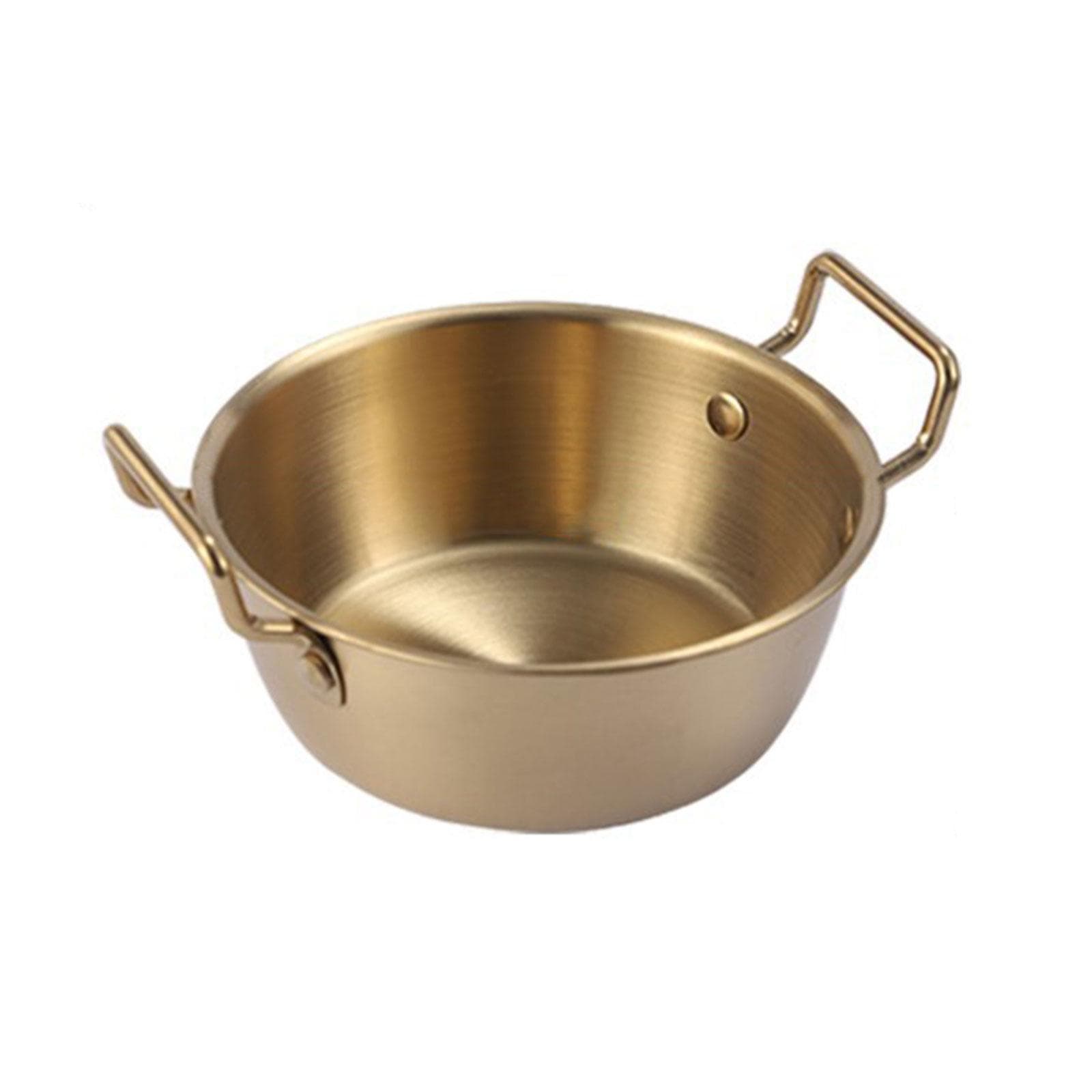 304 Stainless Steel Salad Bowl Food Container with Convenient Carry Handle Practical Soup and Dessert Serving Dish 12 gold