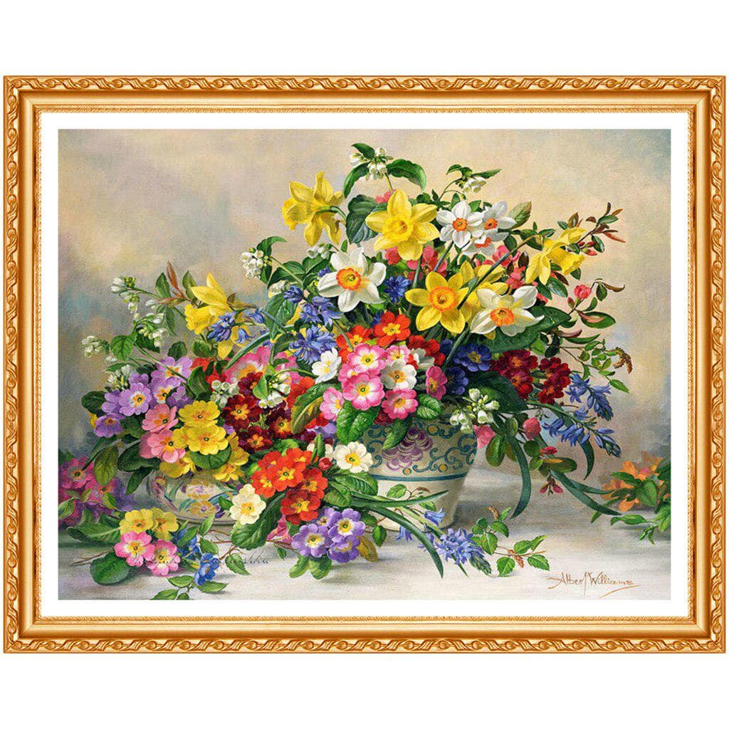 Flower Crystal Diamond Painting Cross Stitch Beautiful Colorful Floral Needlework Home Decor 20X30CM