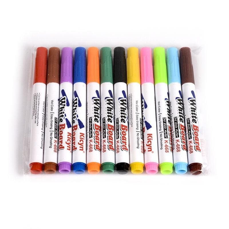 Magical Water Painting Pen Colorful Mark Pen Markers Floating Ink Pen Doodle Water Pens Children Montessori Early Education Toys 12 Pcs no Spoon multicolour
