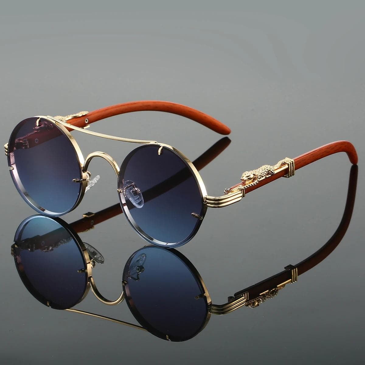New Vintage Round Sunglasses Men Women Fashion Double Bridge Multicolor Shades Trendy Luxury Sun Glasses 1PC