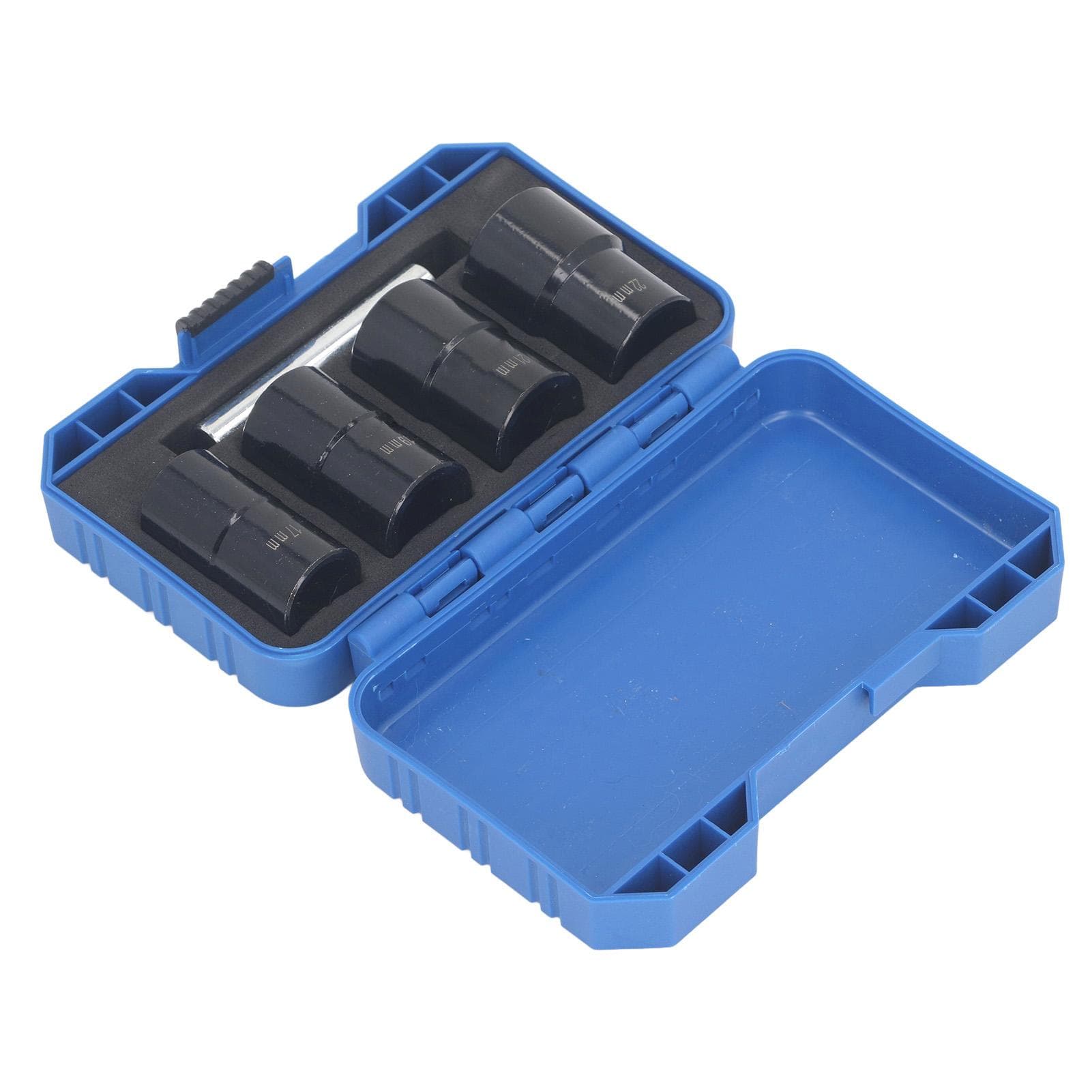 5Pcs Bolt Extractor Kit 12 Drive Impact Lug Nut Remover Tool Metric 17mm 19mm 21mm 22mm Cr Mo