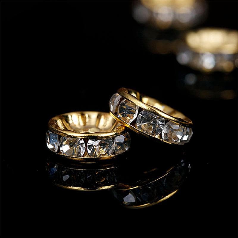 100pcs 6mm 8mm DIY Crystal Rhinestone Rondelle Spacer Beads for Jewelry Making 6mm gold