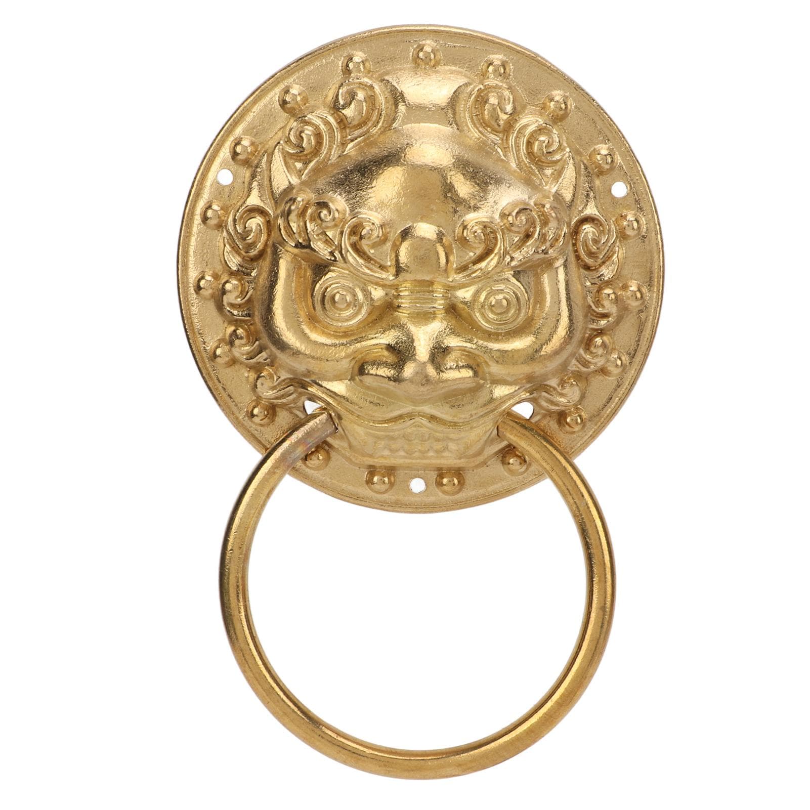 Door Knocker Chinese Style Animal Head Style Modelled Antique Brass Easy Install Corrosion