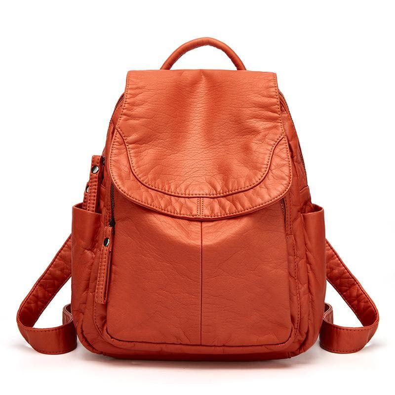 Fashion Soft Leather Backpack Female Simple Backpack Spring and Summer on The Large Capacity Travel Bag Schoolbag Leisure