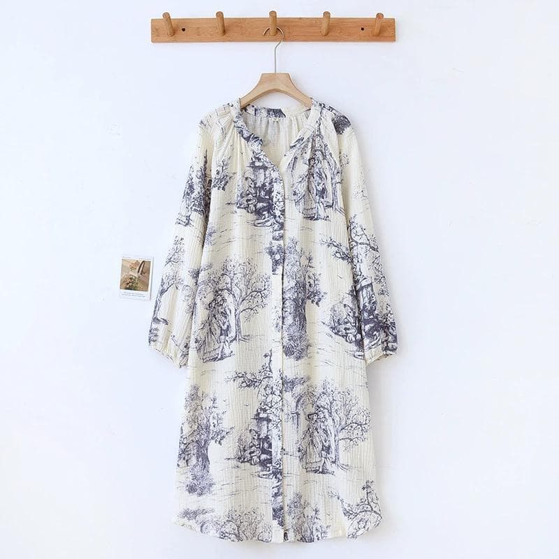 Pure Cotton Nightgown Korean Pajamas Dress Sleepwear Women's Lingerie Home Wear Spring Long Sleeve Negligee Nightwear L purple