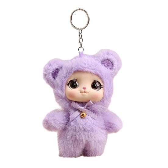 Doll Keychain Cute Vinyl Face Toy Soft Doll Collectible Fluffy Bag Charm for Wallet Backpack