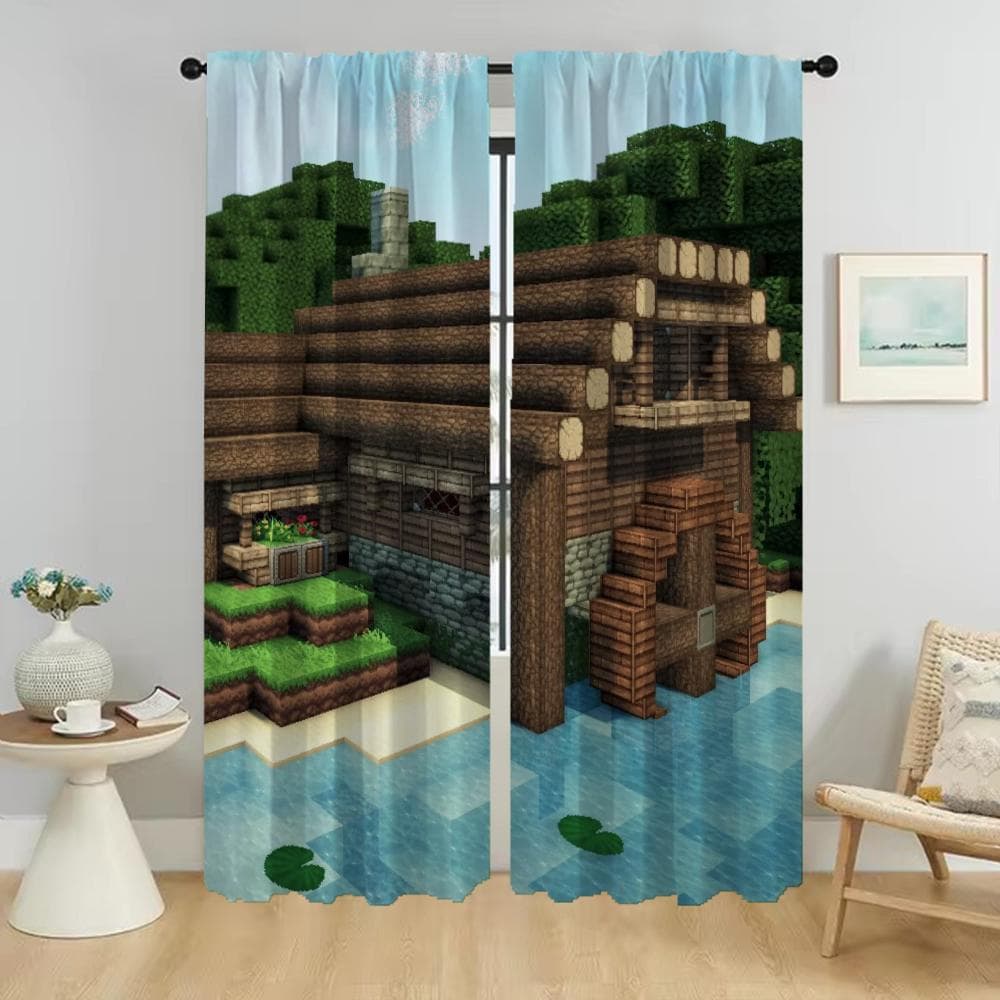 Mine-crafts Blackout Curtain for Room 2 Panel Home Interior Curtains Halloween Decoration Partition Shades Tulle for Bedroom W50xH70cmx2pcs-CL
