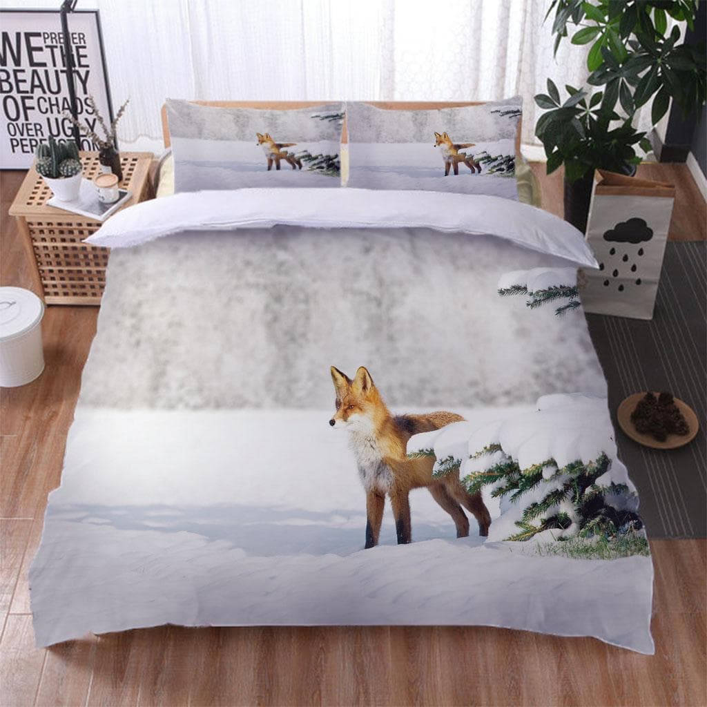 Bedding Sets For Teens Boys 3D Animal Fox Beddings Sets Comforter Cover Set Decorative 3 Piece Duvet Cover With 2 Pillow Shams W90xL190cm