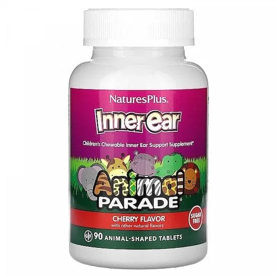 Nature's Plus- Source of Life, Animal Parade, Children's Chewable Inner Ear Support, Natural Cherry Flavor, 90 Animals