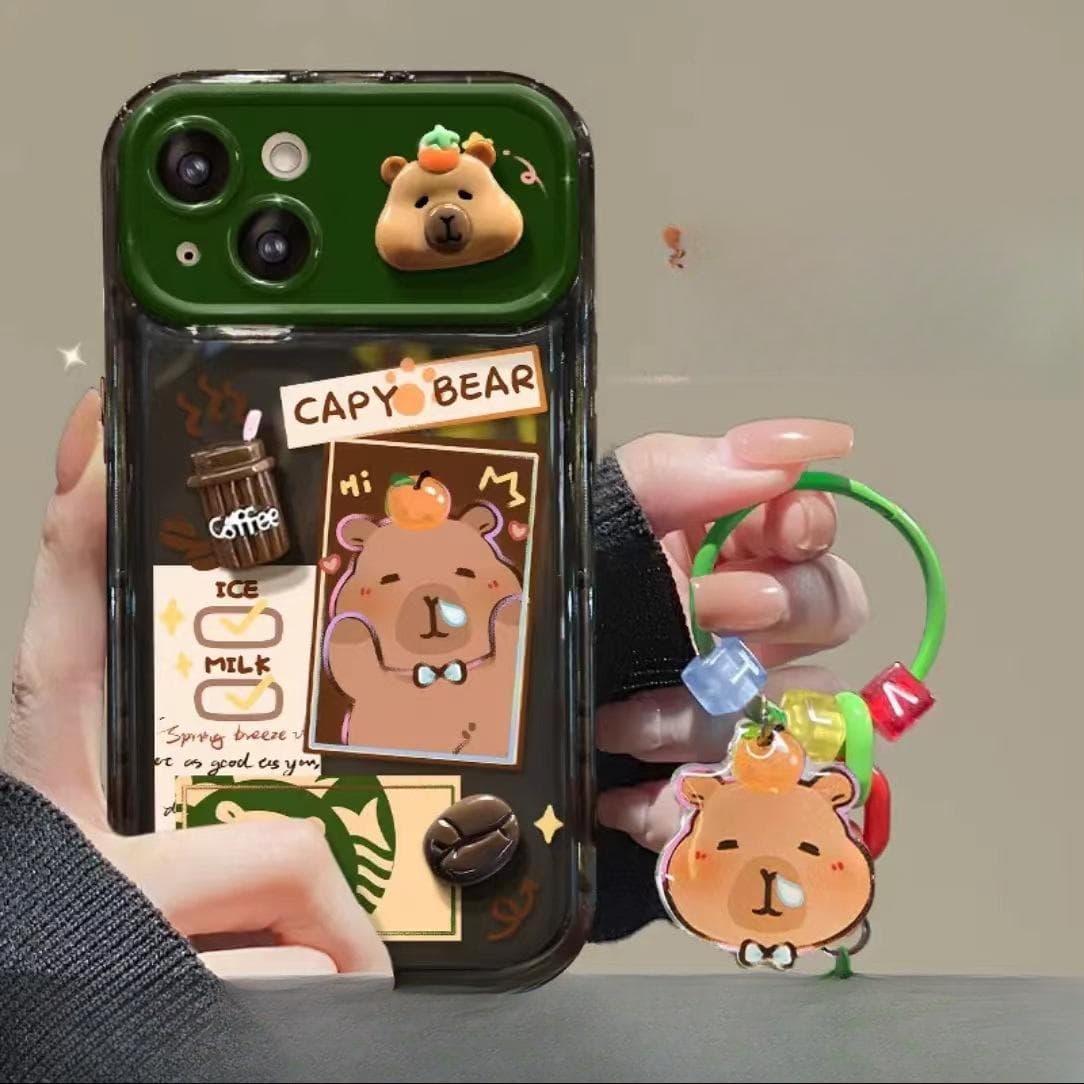 Kapibala Doll Pendant Suitable for Apple 15 Mobile Phone Case Iphone14/13pro Flip Mirror Xs Silicone iphone 13 mini