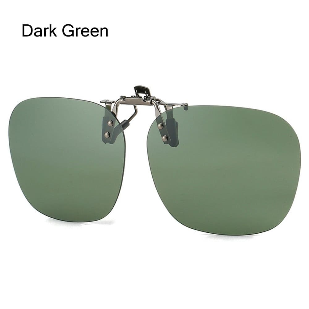 Metal Clip-On Sunglasses UV400 Flip-Up Polygonal Shades for Prescription Glasses Rimless Convenient Sun Protection