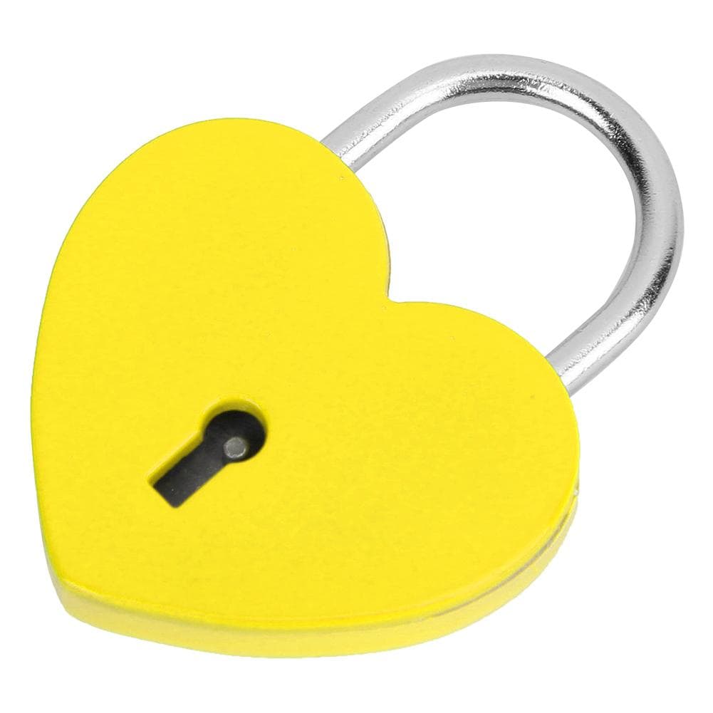 Heart Lock Metal Colorful Exquisite Padlock Household Craft Supplies with Key 45x59mmGreen yellow
