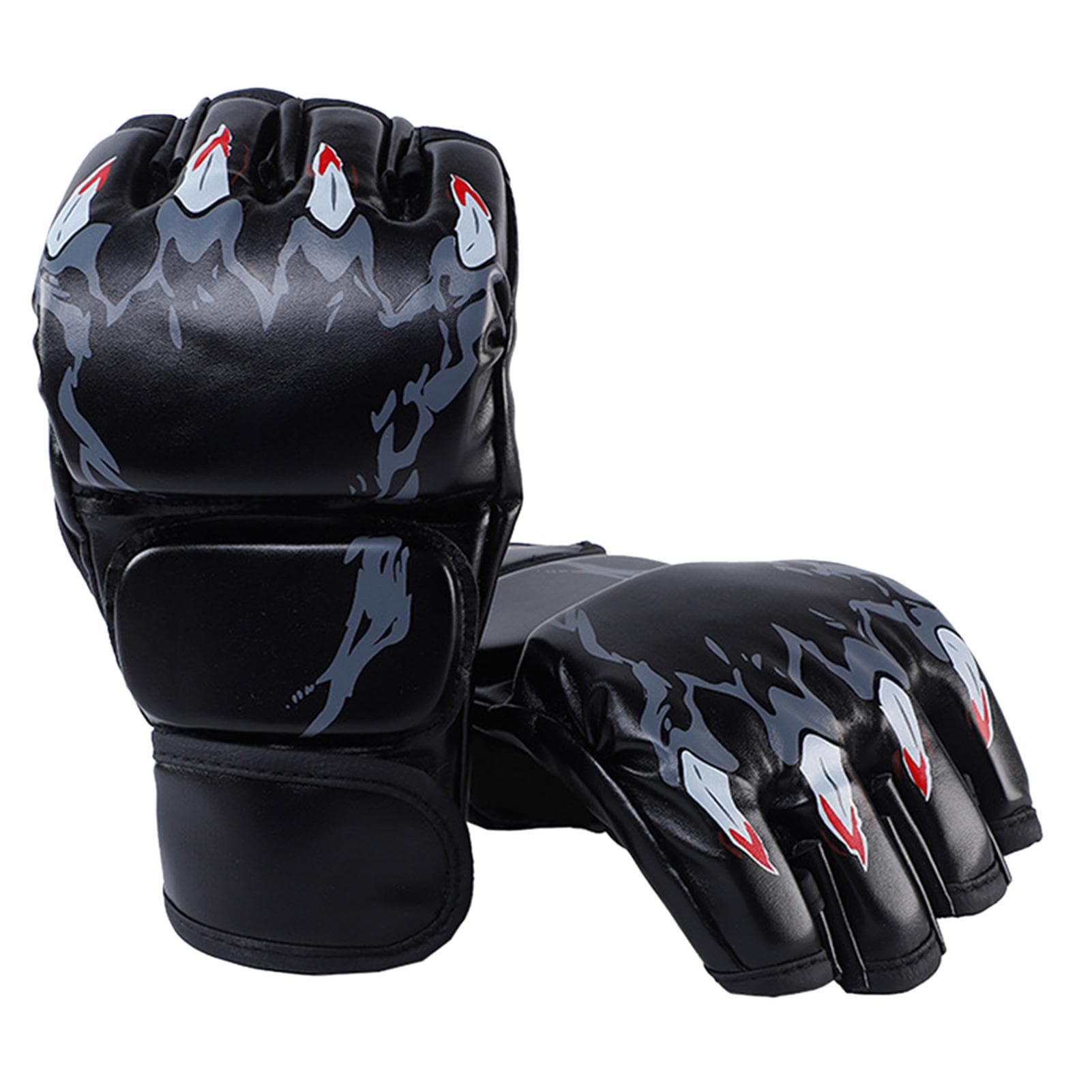 1 Pair Boxing Gloves Half Finger Kickboxing Gloves Sparring Punching Gloves for Men Women Adults