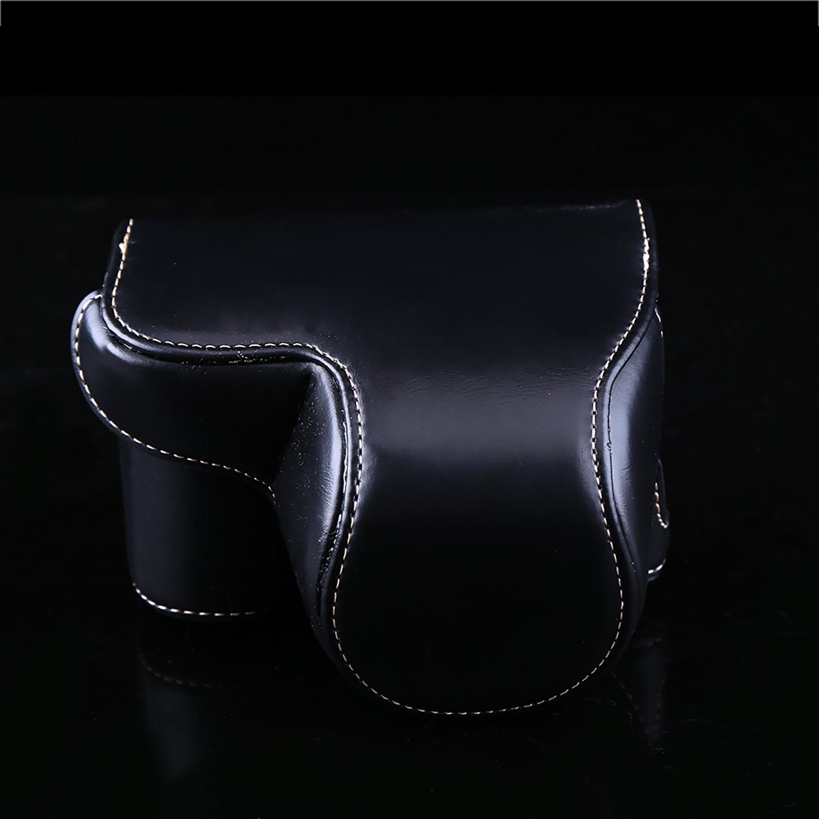 PU Leather Camera Case Bag For Sony A6000 A6300 A6400 16‑50mm Camera Lens(black) black