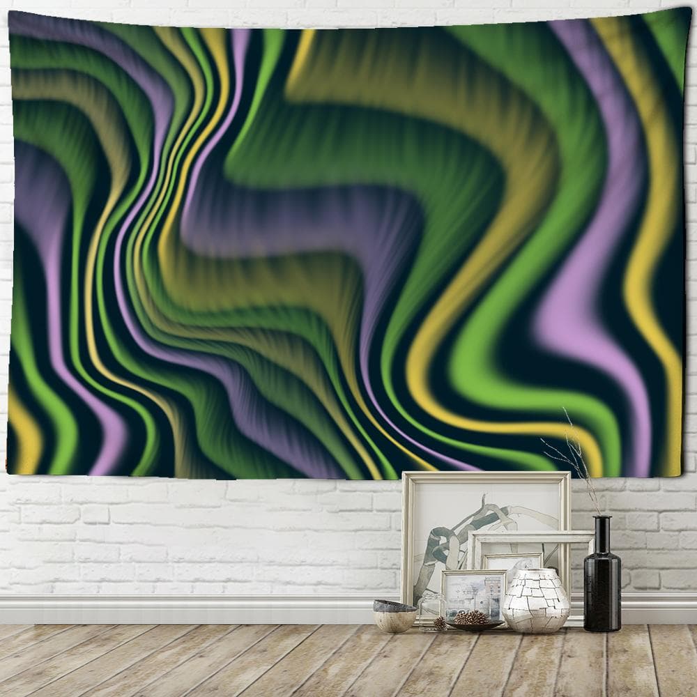 Psychedelic Wave Line Tapestry Wall Hanging Witchcraft Psychedelic Hippie Bohemianwind Vertigo Bedroom Room Home Decor 95x70CM