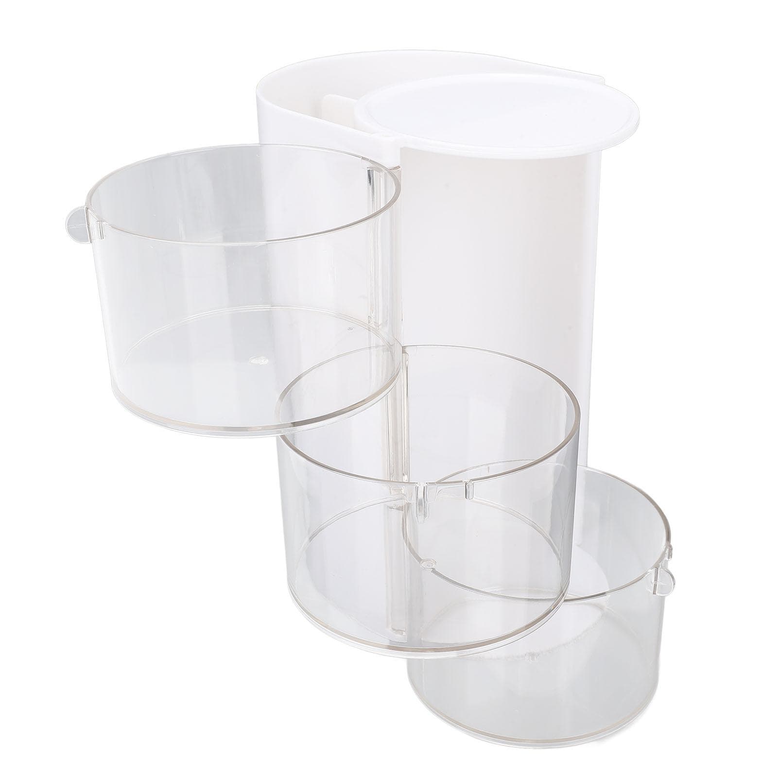 2 in 1 Makeup Brush Holder Organizer with 3 Layer Drawers 180 Degree Rotation Clear Makeup Sponges