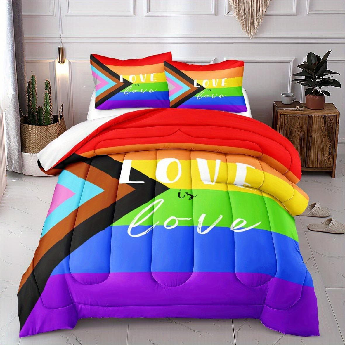 Rainbow Love is Love Bedding Set 3D Printed Duvet Cover With Pillowcase Twin Queen King Full size Bedclothes Bedroom Decor AU Single140x210cm