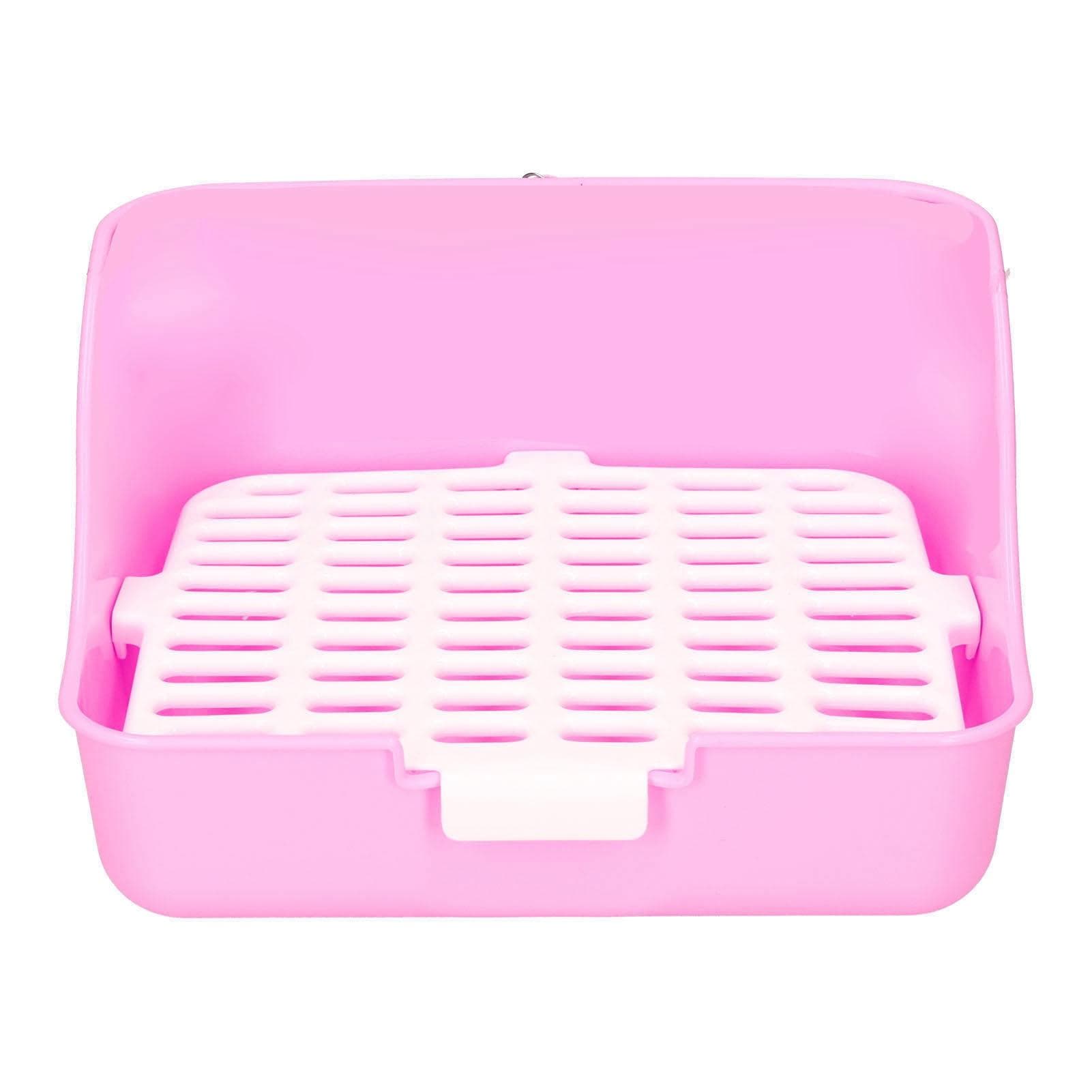 Small Animals Pet Cage Litter Box Toilet Tray Pan ABS Plastic for Rabbit Golden HamsterWhite pink