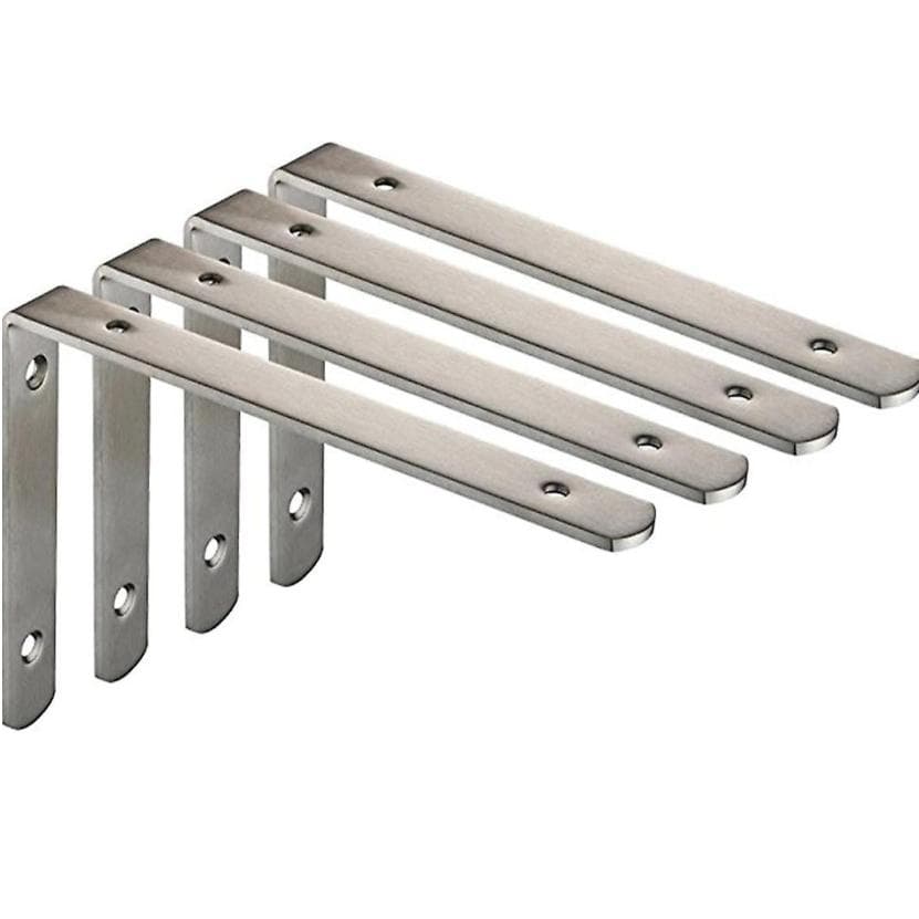 Pack Of 4 Stainless Steel Heavy Duty L-shaped Corner Brace Joint Angle Bracket Shelf Brackets, Brushed Nickel(250x150x4mm)