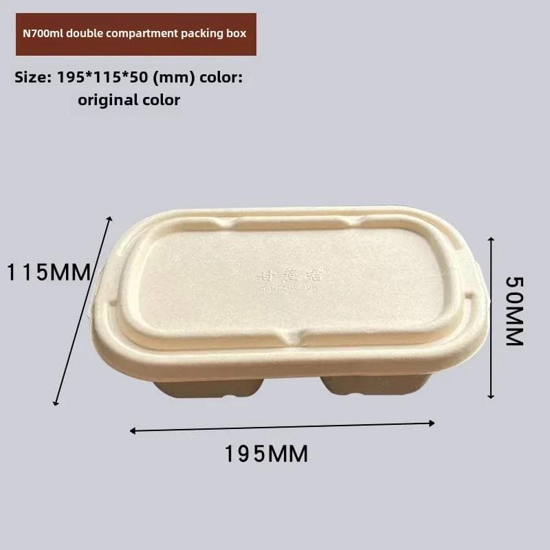 25pcs Disposable Degradable Light Food Box Fitness Meal Salad Cake Packaging Takeaway Separate Lunch Box Sugarcane Bento Box