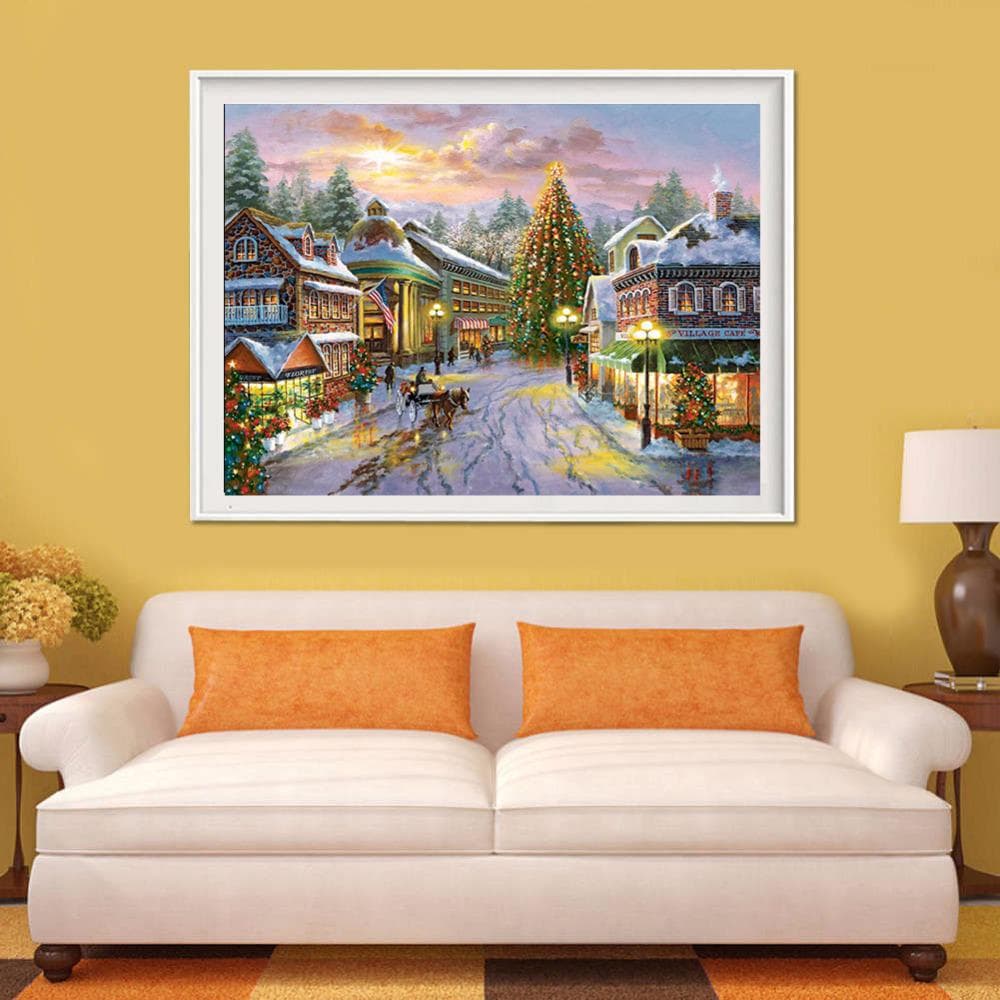 Diamond Mosaic Diamond Embroidery Christmas Tree & Snow Embroidered Cross Stitch Home Decoration 20X30CM