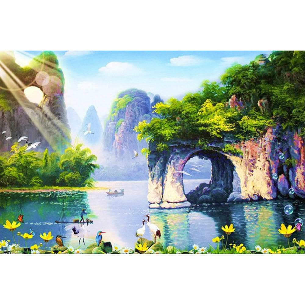 Cross Stitch Kit DIY Diamond Embroidery Guilin Scenery Diamond Painting Mosaic Home Decor 20X30CM
