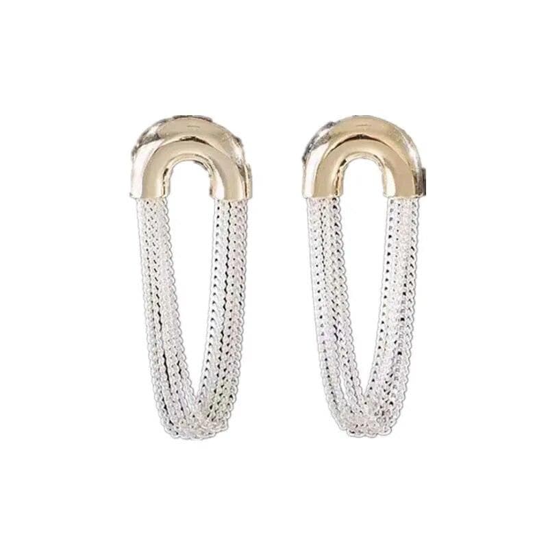 Fashion Metal U Shape Tassel Chain Earrings For Women Elegant Multi Layer Geometric Personality Earrings Jewelry