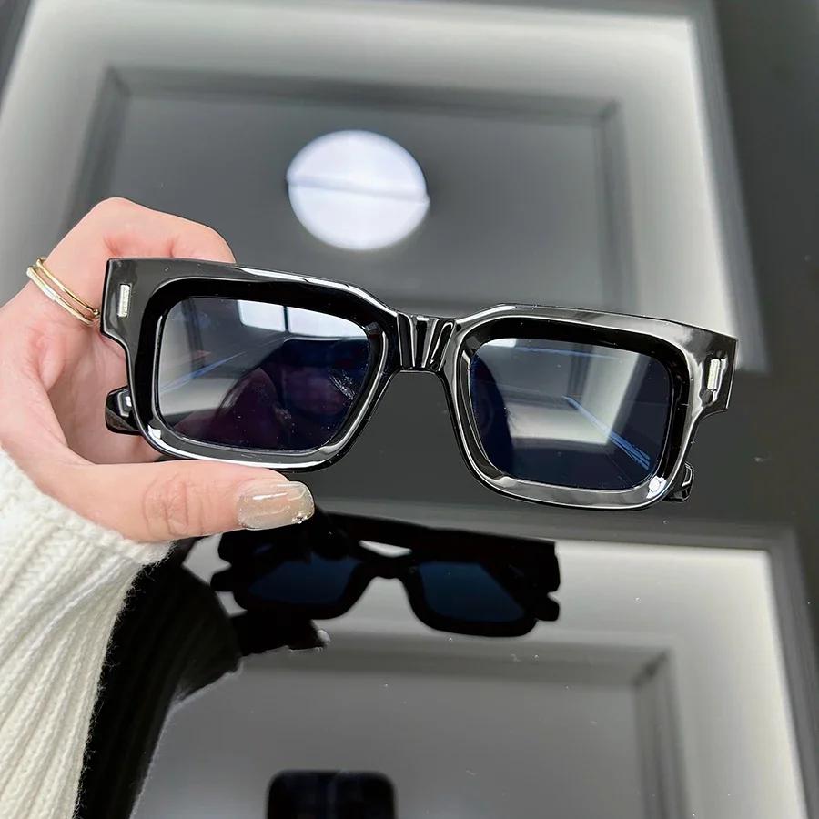 Vintage Square Sunglasses Men Women Designer Ocean Color Sun Glasses Fashion Retro Rivet Oculos De Sol Other