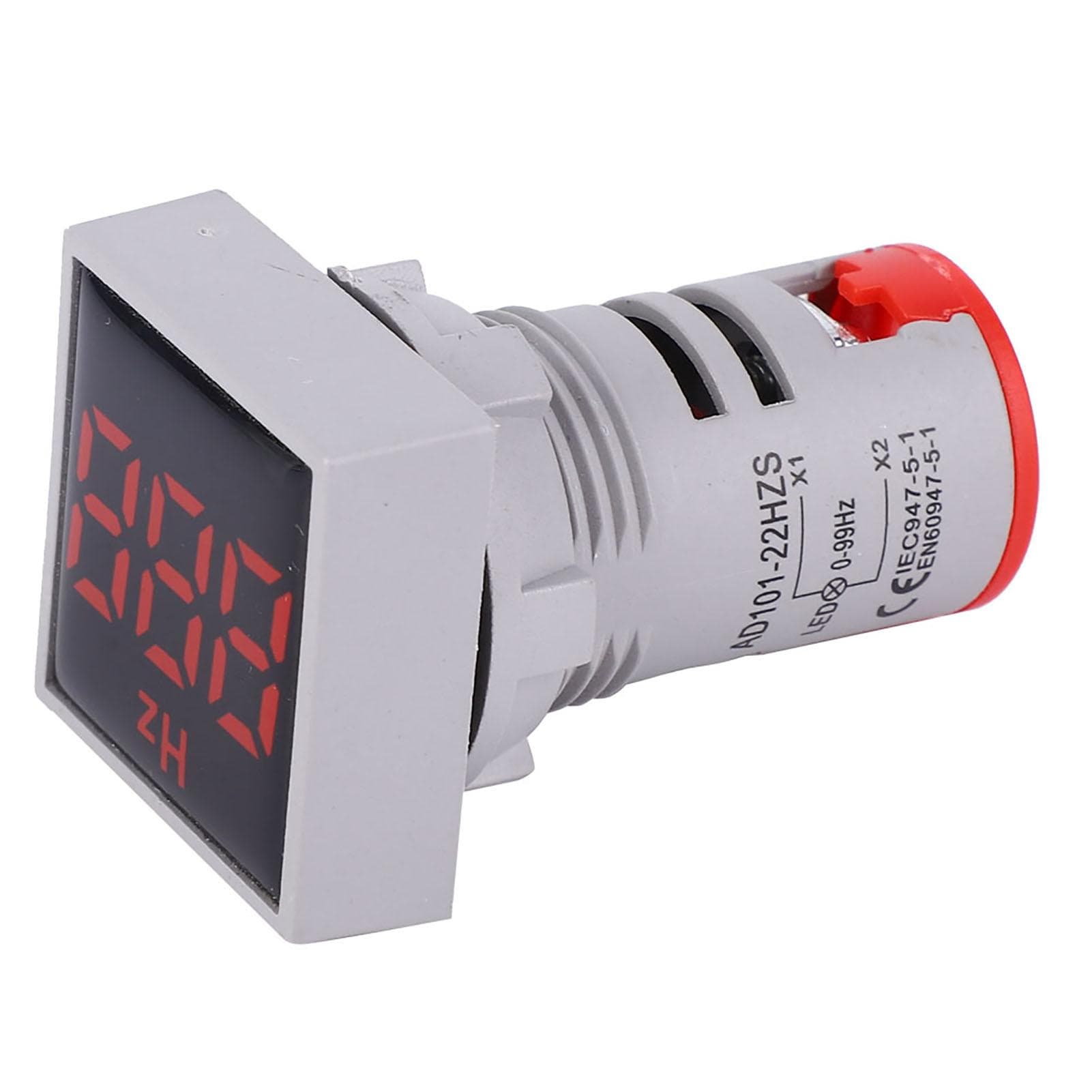 Square Digital Display LED Indication Light AC100~380V 20~75Hz Frequency Measuring(Red)
