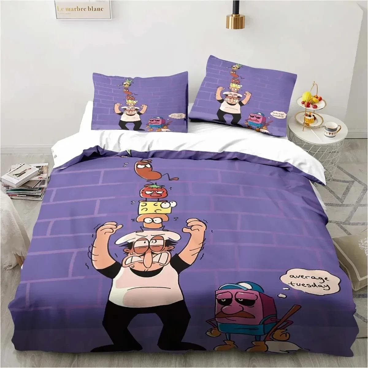Pizza Tower Classic Pixel Style Game Bedding Set Duvet Cover Bed Set Quilt Cover Pillowcase Comforter king Queen Size Boys Adult AU Double 180x210cm