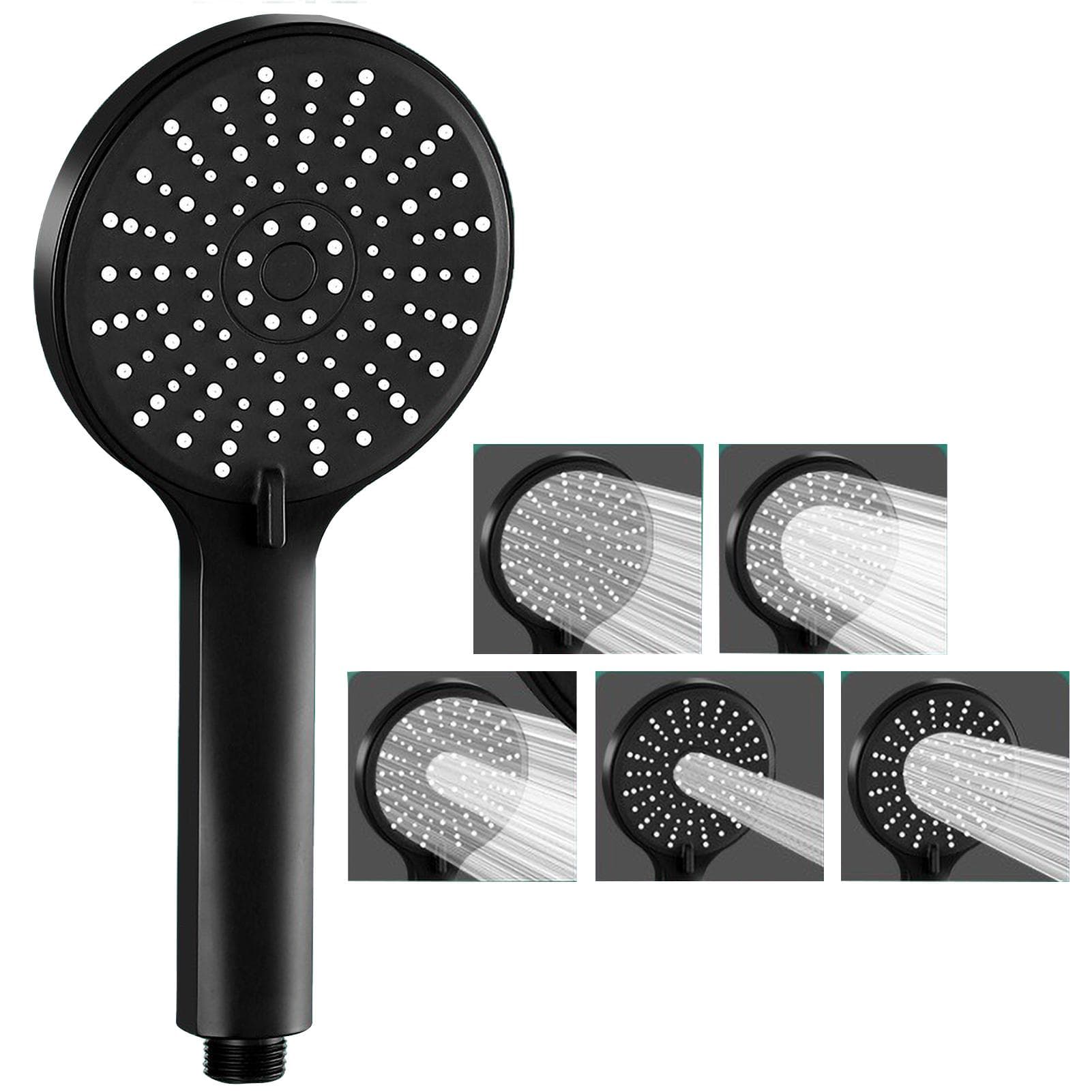 Hand-held Shower, Large Panel 4.7 inch Shower, Hand-held Water-saving Shower, 5 Adjustable water Style 2 black