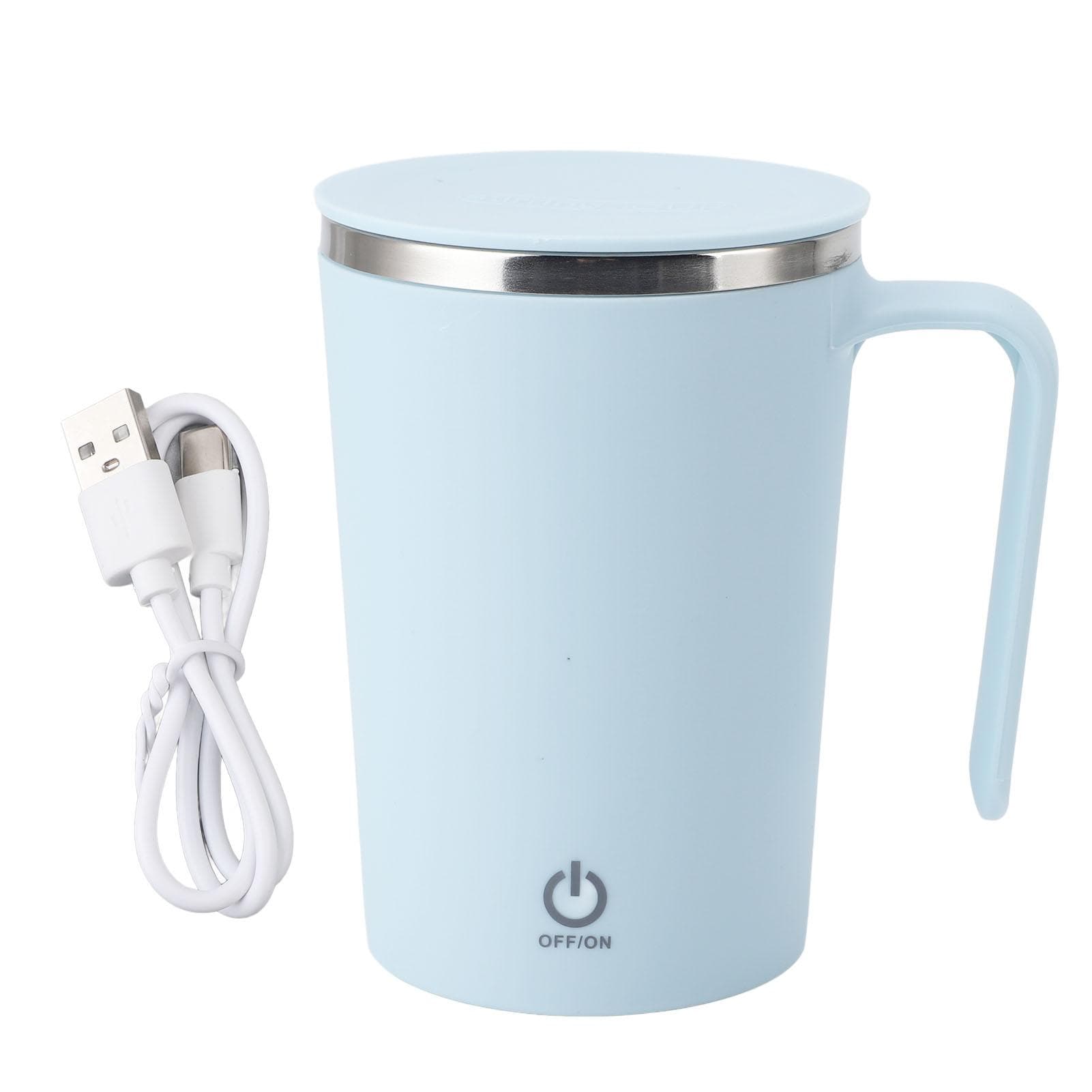 Self Stirring Coffee Mug Rechargeable with Lid Stainless Steel Portable Electric Magnetic Automatic L blue