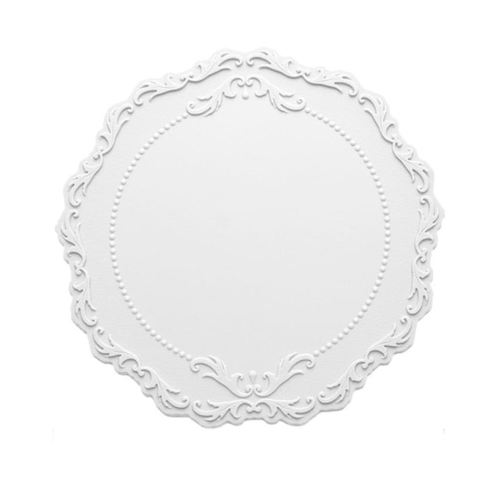 1pcs Lace Silicone Coaster Placemat Relief Bottom Non-slip Table Decoration Mat Kitchen Accessories Round Cup Mat Tableware Pad white