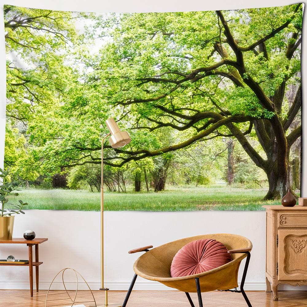 Green Plant Landscape Tapestry Wall Hanging Natural Environmental Protection Hippie Bohemian Travel Mattress Wall Decor 320x182CM