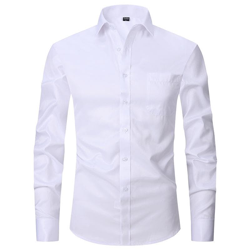 French Business Long-sleeved Shirt Men's Fashion Cufflinks White Collar Shirt Loose Large Size Men's Striped French Shirt Man 4XL