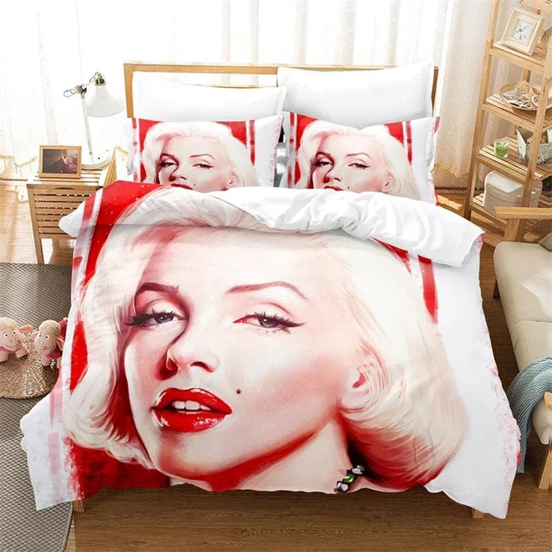 3D Marilyn Monroe All Season Duvet Cover Bedding Comforter sets Soft Quilt Cover and Pillowcases Single/Double/Queen/King 135x200cm 2pcs
