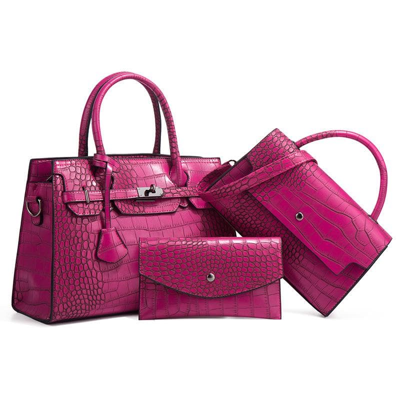 Women's Crocodile Pattern Handbag Fashion Trend Diagonal Straddle Bag Large Capacity Case one size deep cerise