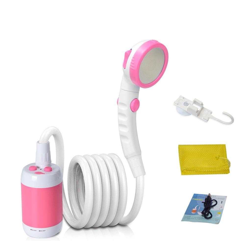 Outdoor Camping Shower Portable Electric Shower Pump IPX7 Waterproof & 5000mAh Rechargeable Battery pink