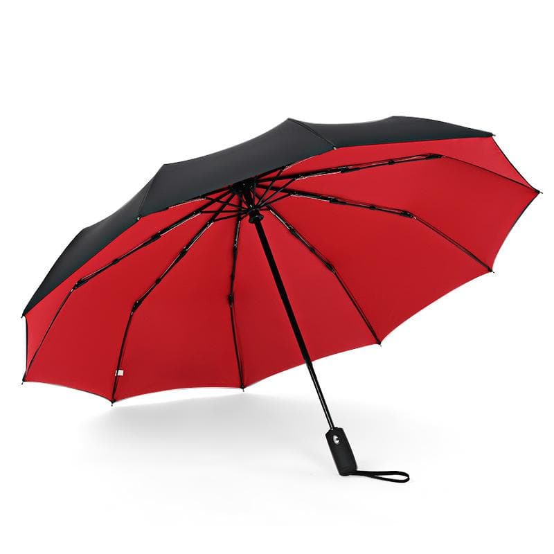 Fully Automatic Rain Windproof Double Layer Resistant Umbrella Men Women 10K Strong Large Umbrellas Parasol red
