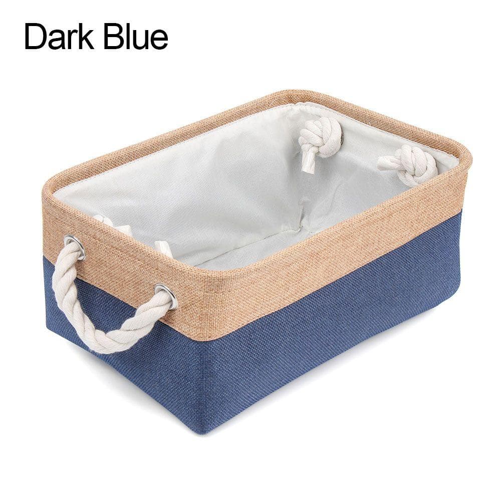 Storage Basket Home Supplies Sundries Sorting Basket Folding Linen Organizer Box Underwear Socks Toys Storage Case dark blue