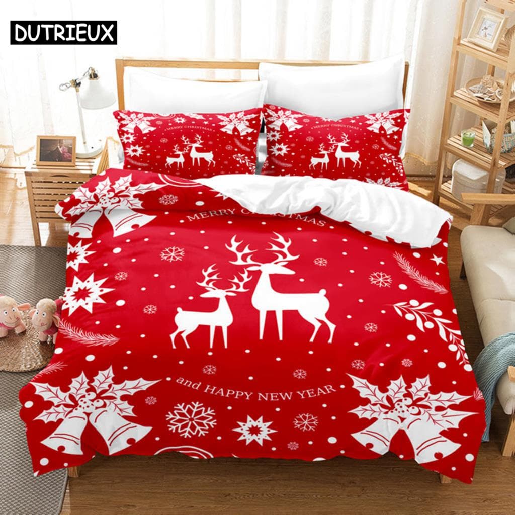 3D Christmas Quilt Cover Bedding Set Duvet Comforter Pillow Case Bed Linens Twin Queen King Double Full Single 3PCS 2PCS Bedroom EU single(135x200cm)