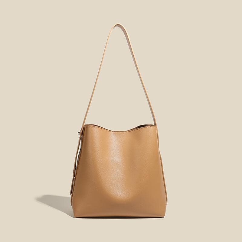 Autumn and Winter Bucket Bag, High-end, Niche, Retro, Versatile, Large-capacity Commuting Bag, Single-shoulder Crossbody Bag khaki